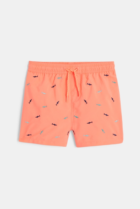 Short de bain brodé orange garçon