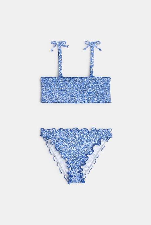 Maillot de bain 2 pièces à fleurs bleu fille 1