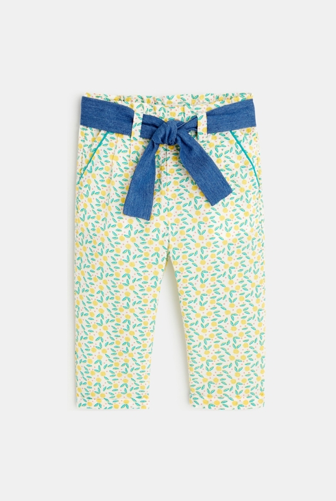 Pantalon paperbag motif graphique jaune bébé fille 1