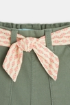 Short saharien à ceinture contrastée vert bébé fille 2