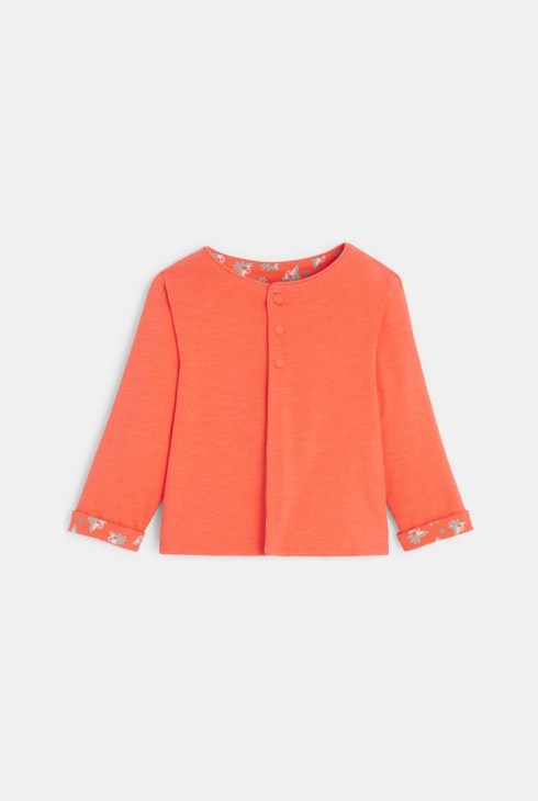 Bedrucktes, wendbares Baby-Sweatshirt mit Druckknöpfen in Orange für Mädchen 1