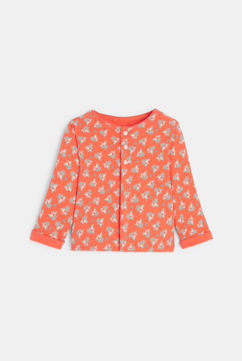 Bedrucktes, wendbares Baby-Sweatshirt mit Druckknöpfen in Orange für Mädchen 2
