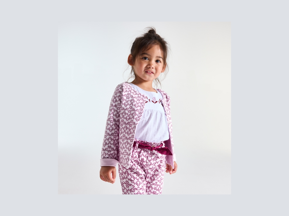 Sweat à pressions réversible imprimé violet bébé fille 1
