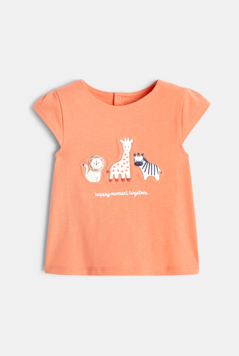 Majice z reliefnim potiskom živali iz savane  oranžna dojenček deklica 1