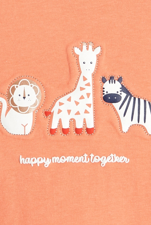 Majice z reliefnim potiskom živali iz savane  oranžna dojenček deklica 2