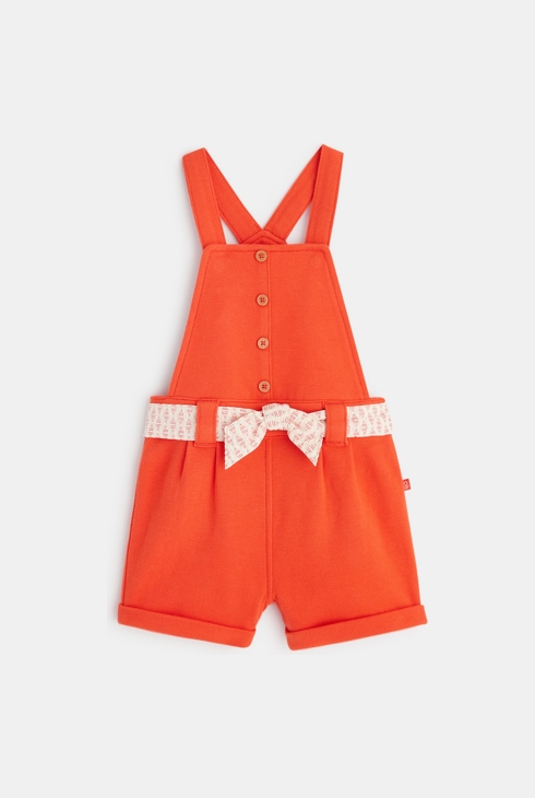 Salopette courte maille fantaisie rouge bébé fille