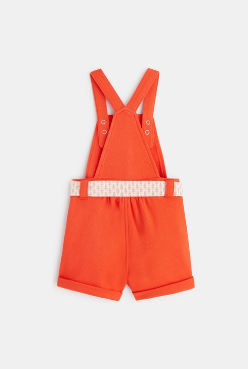 Salopette courte maille fantaisie rouge bébé fille