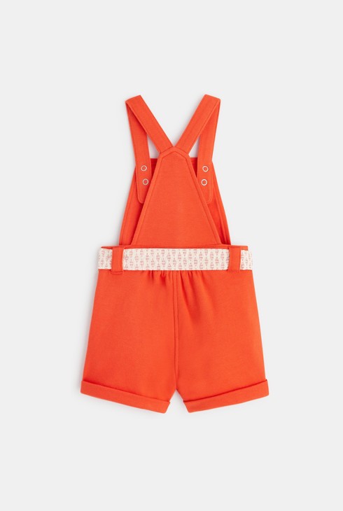 Salopette courte maille fantaisie rouge bébé fille