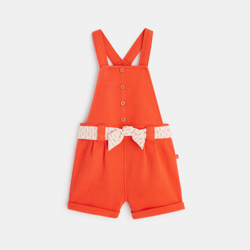 Salopette Courte Maille Fantaisie Rouge Bébé Fille - Rouge Grenadine - 3M - OBAIBI