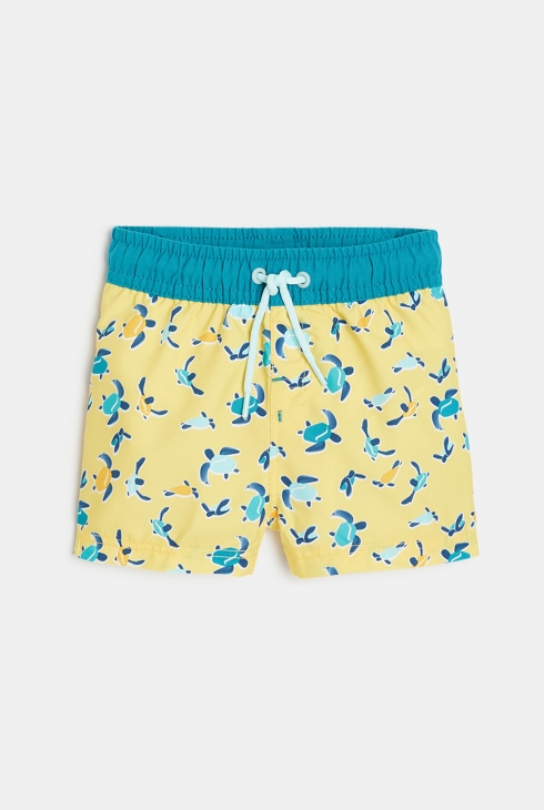 Kratke hlačke za kopanje za zaščito pred UV-žarki z želvicami  rumena dojenček deček 2