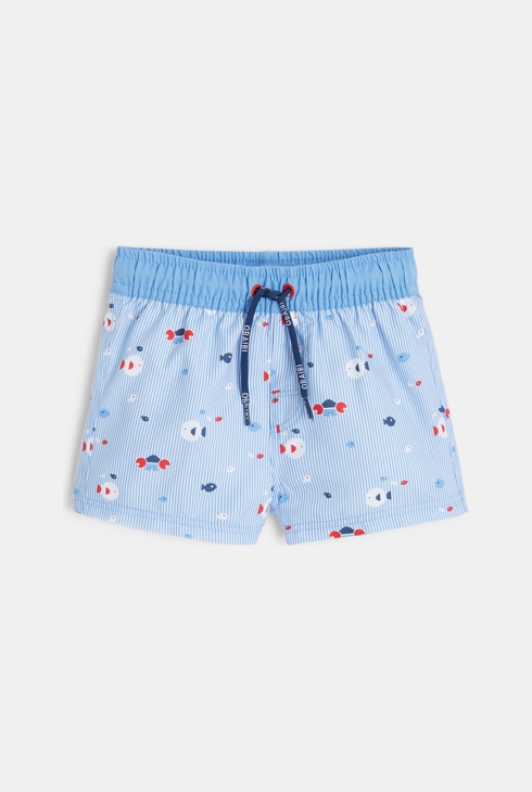 Shorts da bagno a righe con protezione UV blu bimbo 1