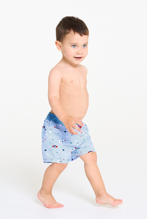 Anti-UV-Badeshorts, gestreift Blau Baby Jungen 1