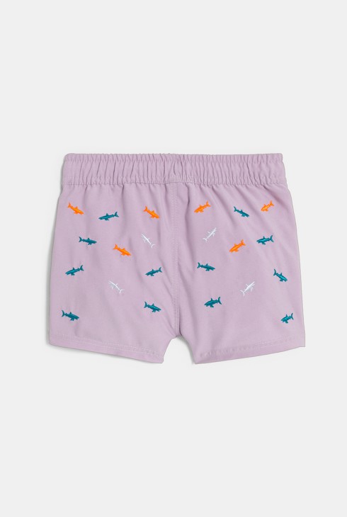Lila Baby-Badeshorts mit Haimotiv und für Jungen 2