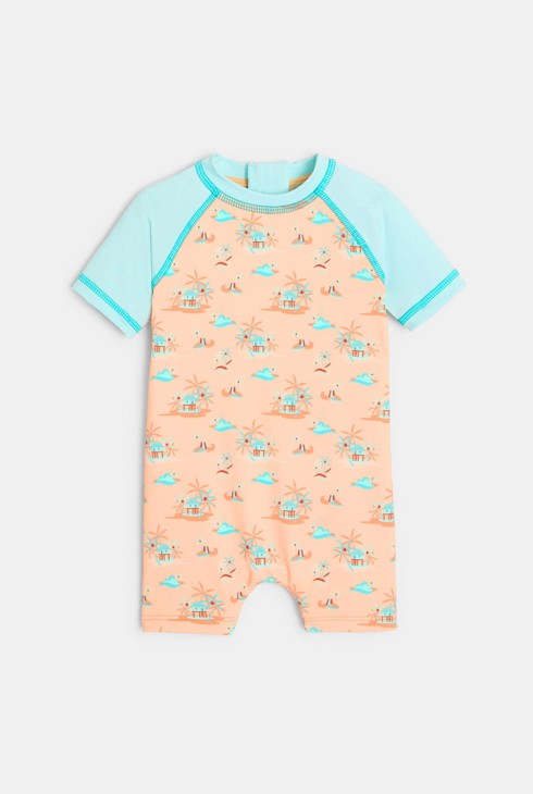 UV-Schutz-Badeanzug mit Strandmotiv Orange Baby Jungen 2