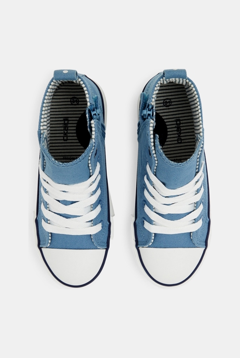 Baskets toile montantes bleues fille 2
