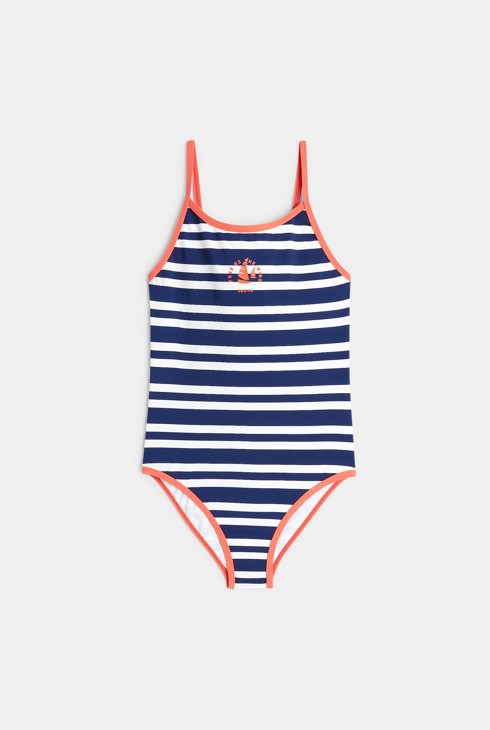 Maillot de bain rayé 1 pièce bleu fille 1