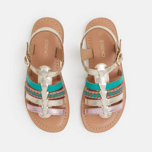 Girl s gold leather sandals Okaidi Obaibi