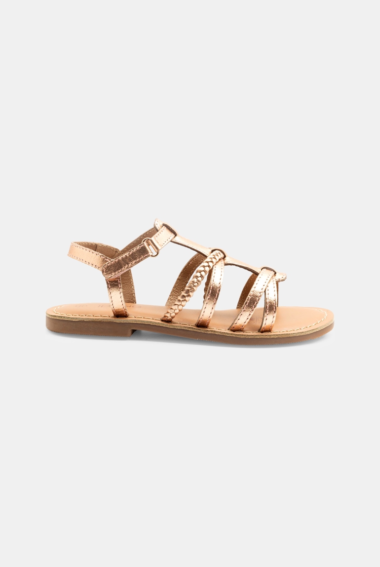 Sandales en cuir rose fille 1