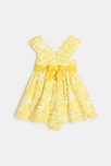 Robe de cérémonie impression graphique et bloomer jaune bébé fille 3