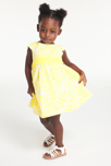 Robe de cérémonie impression graphique et bloomer jaune bébé fille 1