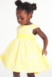 Robe de cérémonie impression graphique et bloomer jaune bébé fille 4