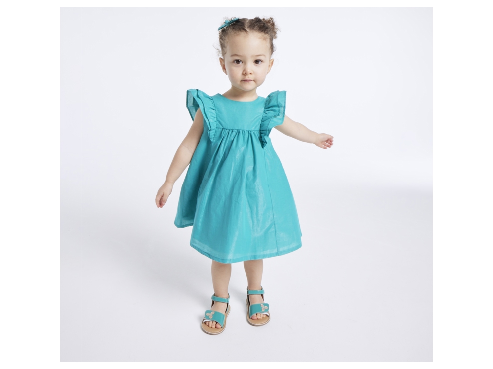 Robe de cérémonie irisée avec bloomer vert bébé fille 1