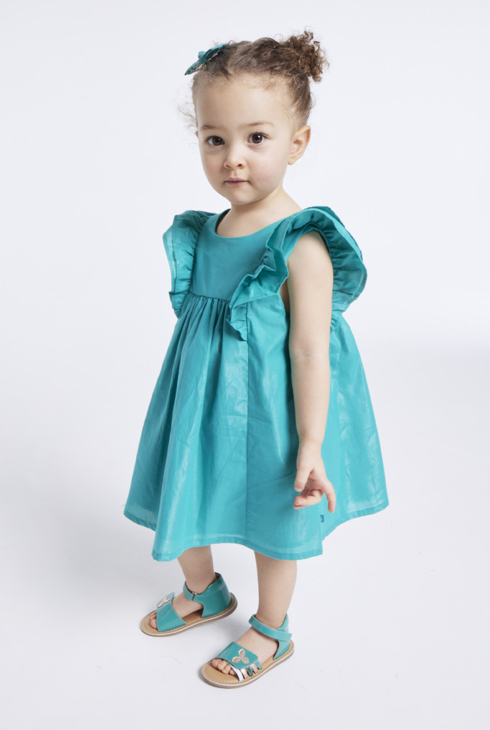 Irisierendes festliches Kleid mit Bloomer Grün Baby Mädchen 2