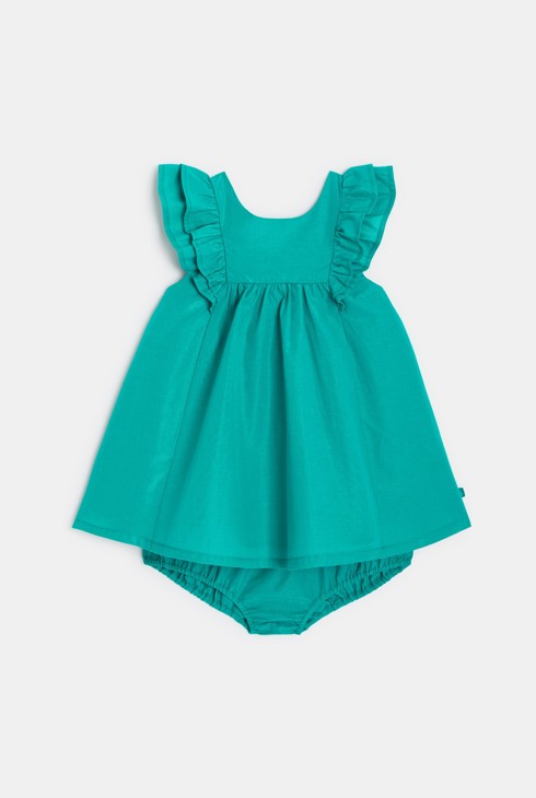 Irisierendes festliches Kleid mit Bloomer Grün Baby Mädchen 2