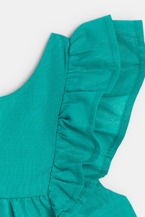 Robe de cérémonie irisée avec bloomer verte bébé fille