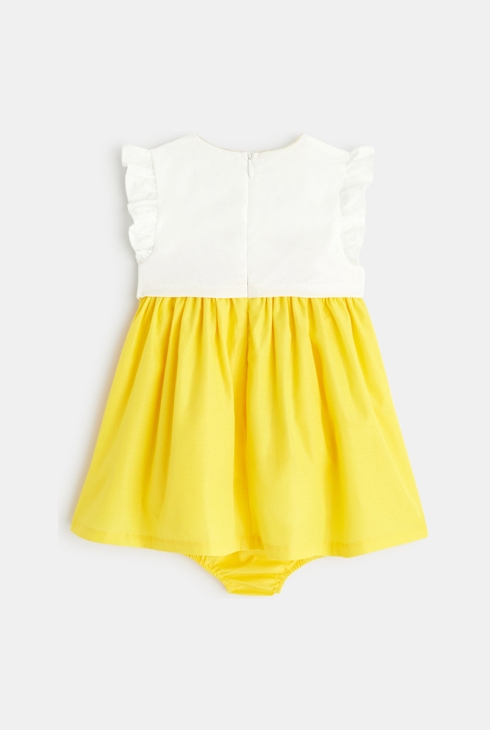 Schillerndes Festkleid und Bloomer Gelb Baby Mädchen 2