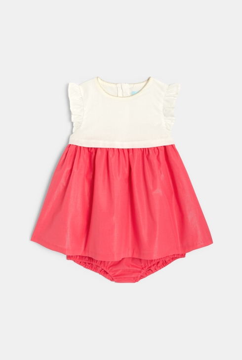 Robe de fête irisée et bloomer rose bébé fille