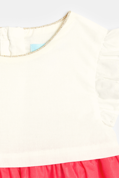 Robe de fête irisée et bloomer rose bébé fille