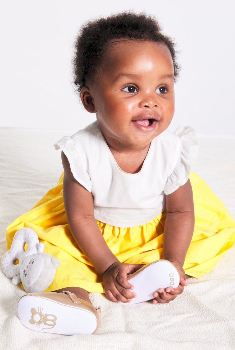 Robe de fête irisée et bloomer jaune bébé fille 1