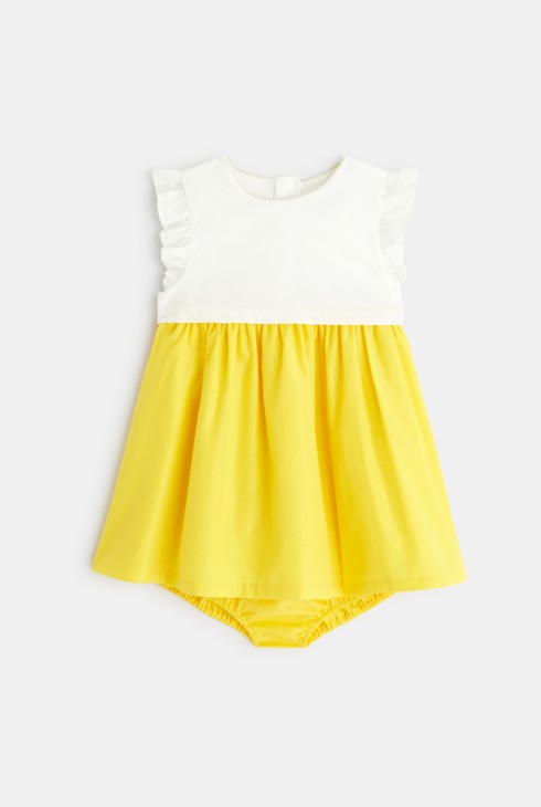 Schillerndes Festkleid und Bloomer Gelb Baby Mädchen 2