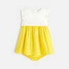 Robe de fête irisée et bloomer jaune bébé fille