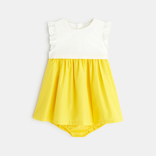 Robe De Fête Irisée Et Bloomer Jaune Bébé Fille - Jaune Citron - 6M - OBAIBI