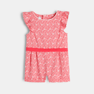 Combinaison courte motif graphique rose bébé fille 1