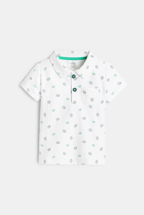 Modna polo majica s potiskom opic in listja bela dojenček deček 1
