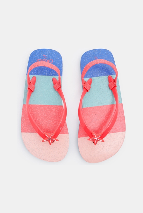 Tongs multicolores rayées fille