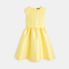 Robe de fête motif jacquard jaune fille