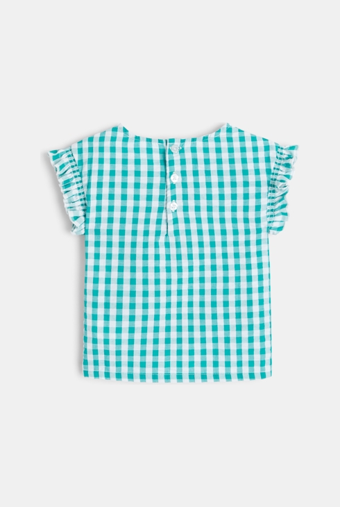 Karierte, geprägte Bluse Grün Baby Mädchen 2