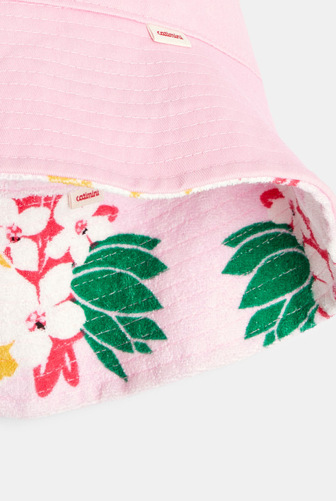 Gorro de pescador reversible de niña en rosa/flores exóticas Catimini 2