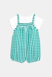 Salopette en vichy et tee-shirt uni verte bébé fille 5