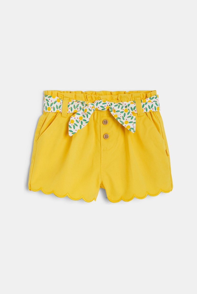 Short festonné à ceinture imprimée jaune bébé fille 1