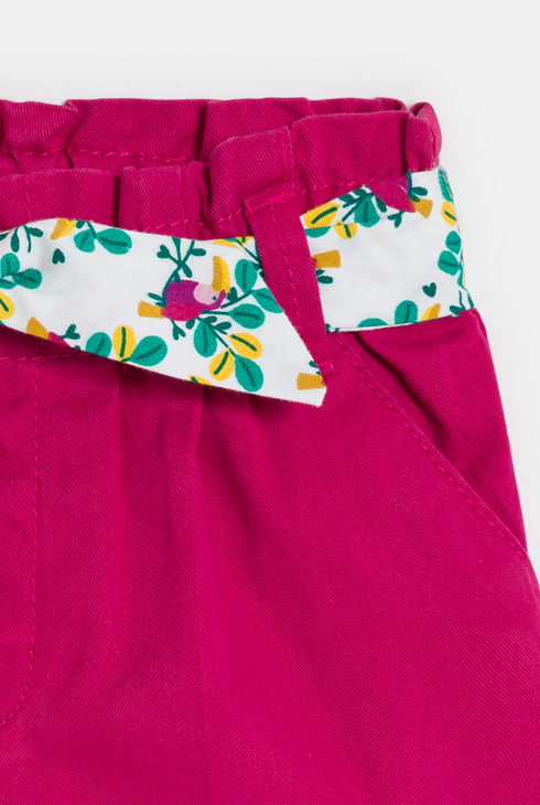 Nagubane kratke hlače s pasom z rožnatim potiskom za dojenčice 2