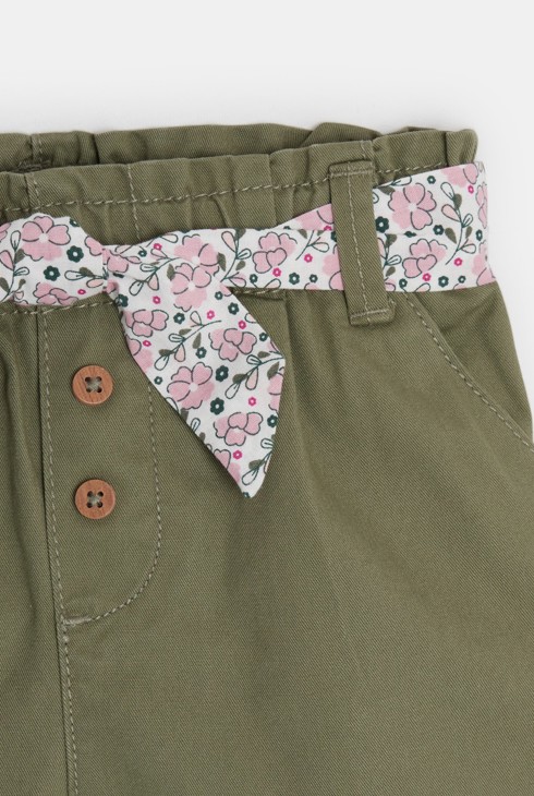 Short festonné à ceinture imprimée vert bébé fille 2