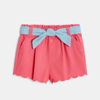 Short festonné à ceinture imprimée rose bébé fille