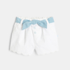 Short festonné à ceinture imprimée blanc bébé fille