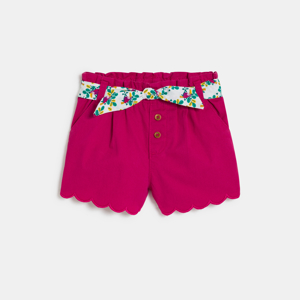 Short festonné à ceinture imprimée rose bébé fille 1