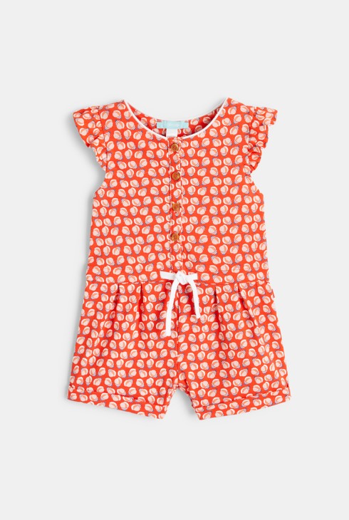 Lahkoten kratek potiskan kombinezon  oranžna dojenček deklica 1